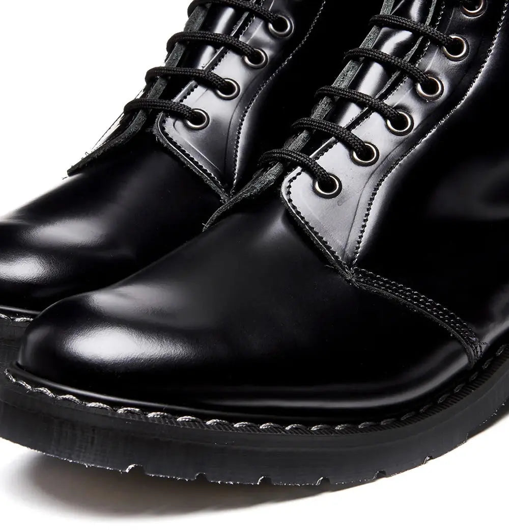 Solovair Astronaut Boot - 11 Eye Black Hi Shine Leather
