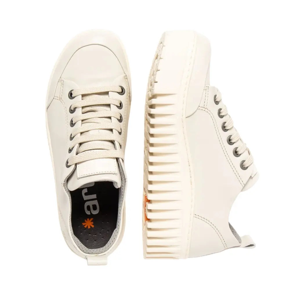 Brighton Platform Leather Shoes - Cream