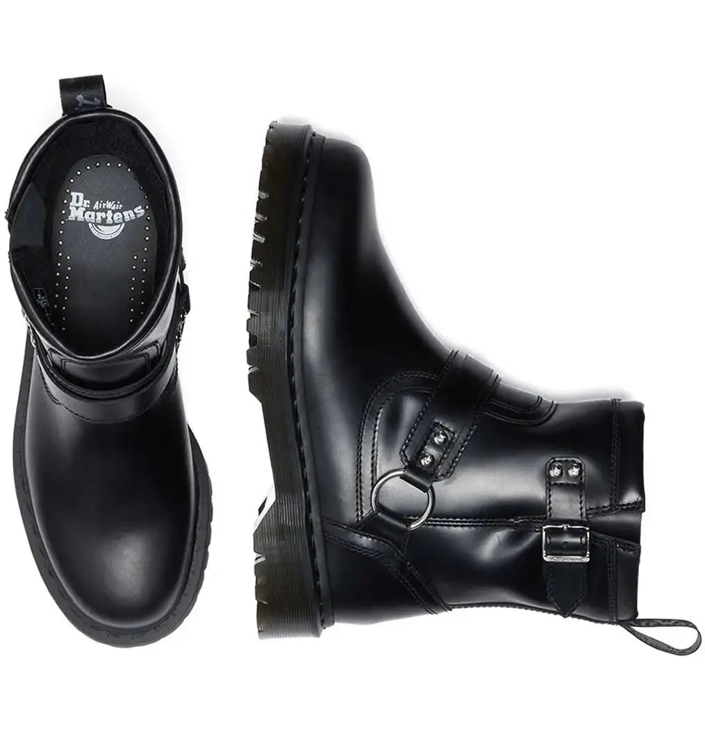 Anistone Harness Biker Boot - Hi Shine Black Leather