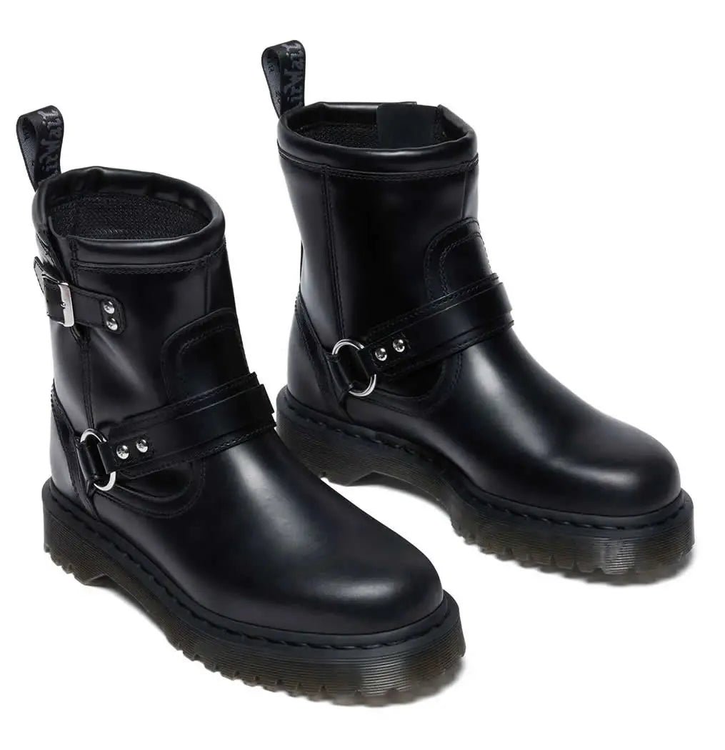 Anistone Harness Biker Boot - Hi Shine Black Leather