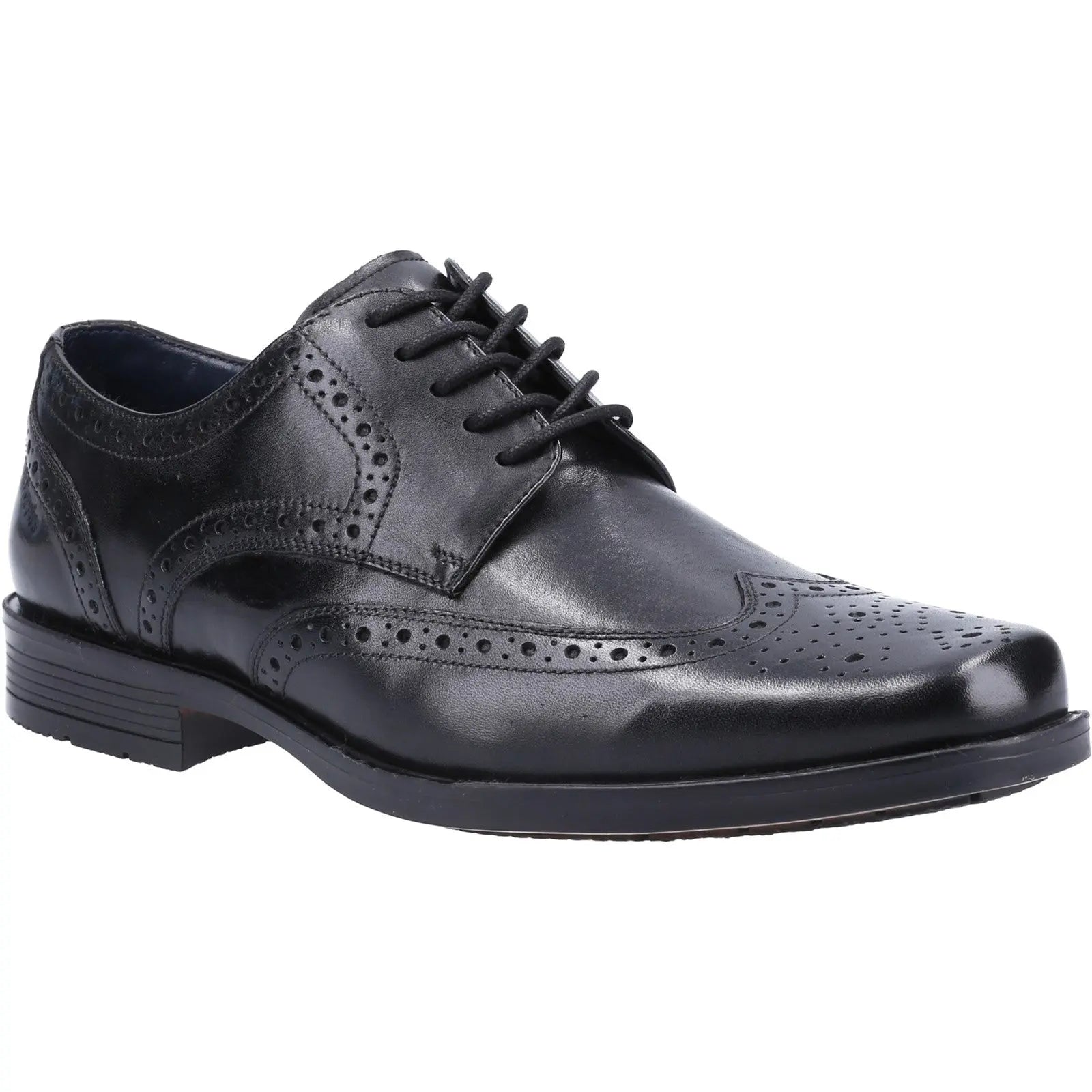 Hush Puppies Brace Boys' Brogue School Shoe in Black