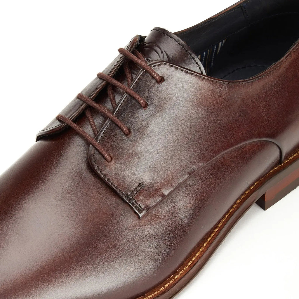 Base London Marley Plain Toe Derby Shoe - Brown