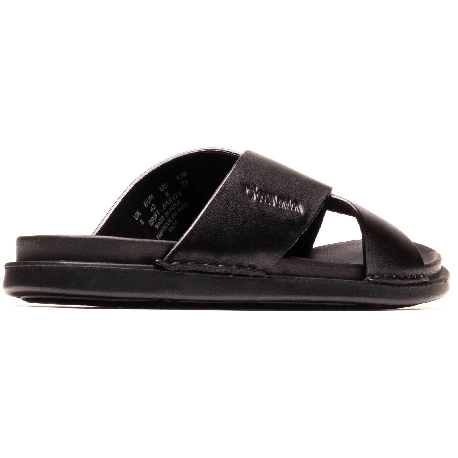 Base London Drift Cross Strap Sandal - Black