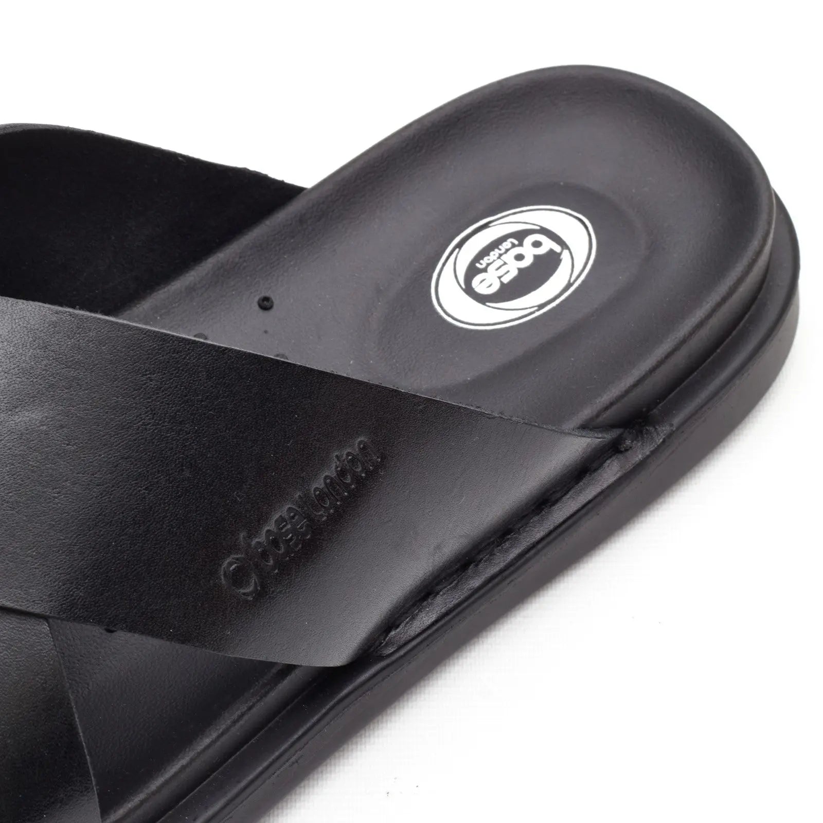 Base London Drift Cross Strap Sandal - Black