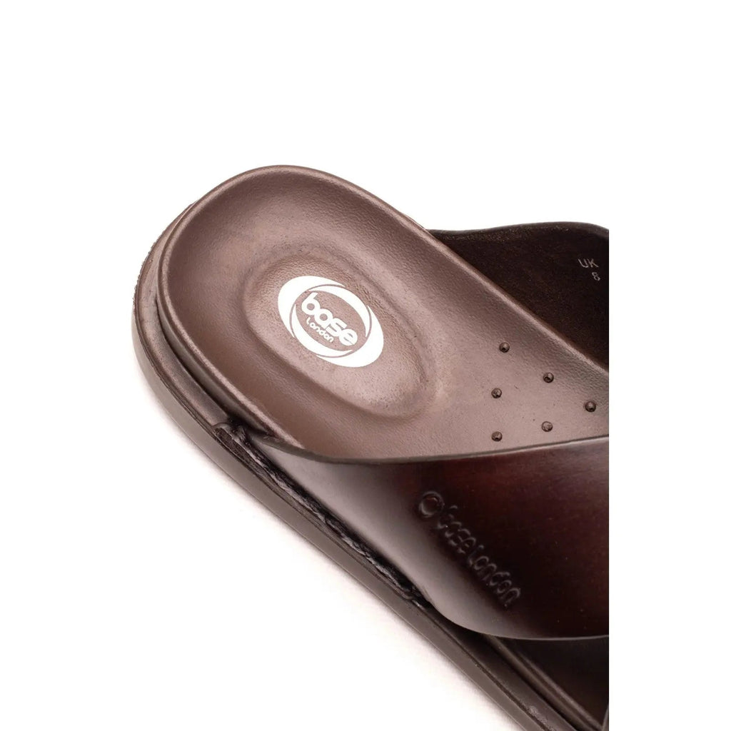 Base London Drift Cross Strap Sandal - Brown