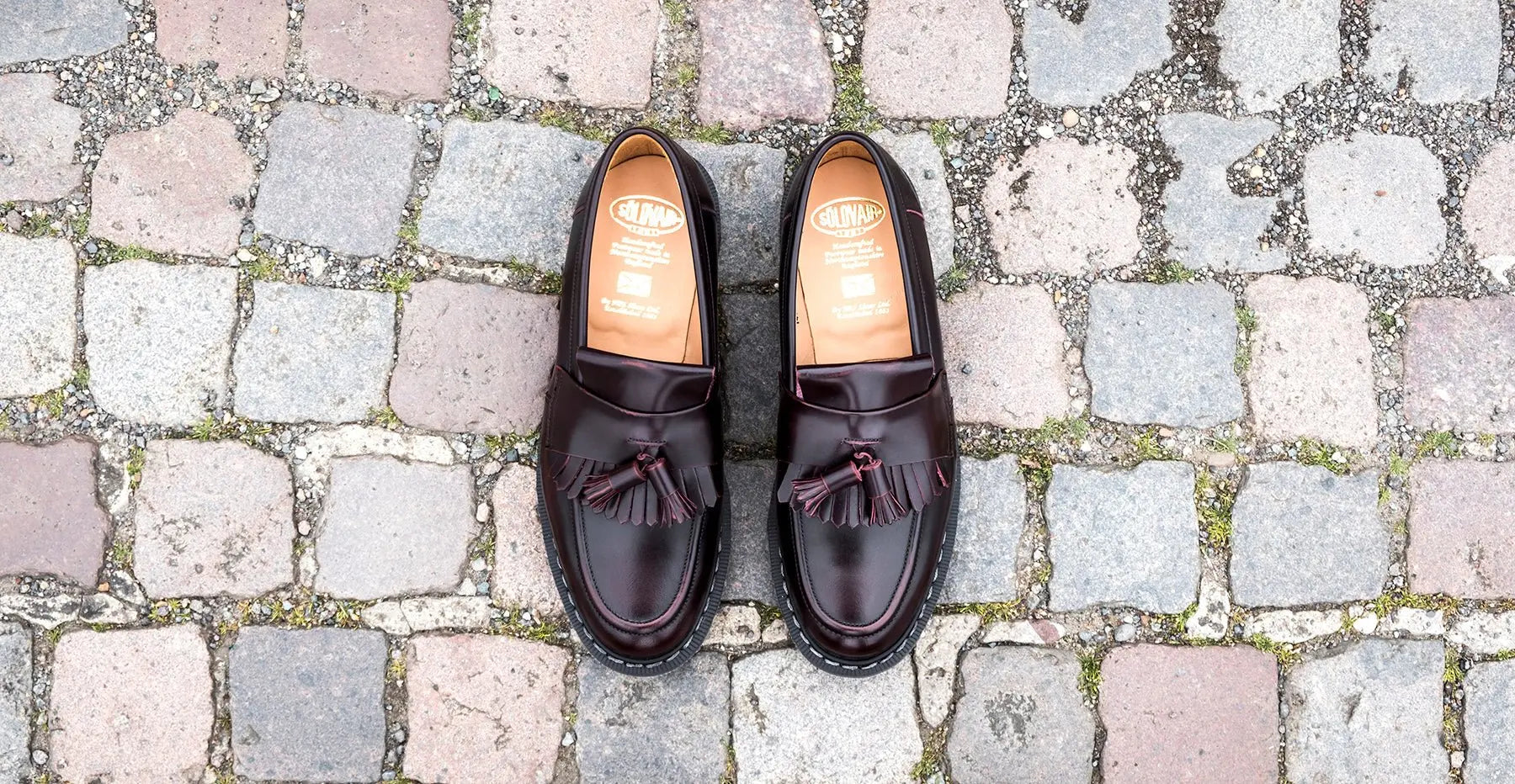 Solovair Tassel Loafer - Burgundy Rub Off Shoes